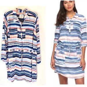 Striped Dress, Adjustable Sleeve Length